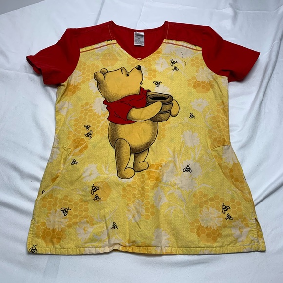 🛑SOLD🛑Disney Winnie The Pooh Womens Scrub Top - Picture 1 of 5
